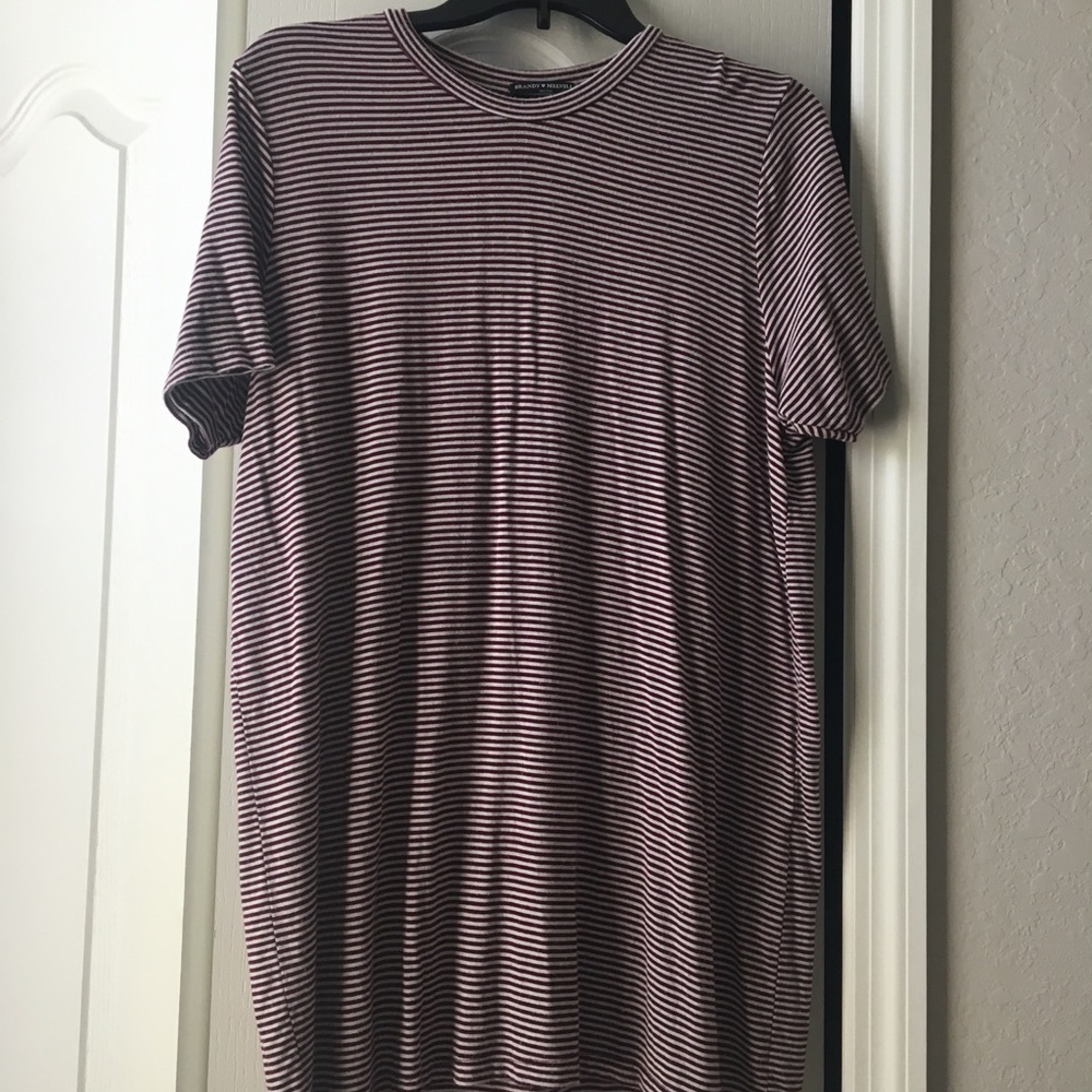 Brandy Melville Striped Red T Shirt Dress
